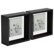 5pc 6 x 6 3D Box Frame Photo Picture Deep Display Shadow with 4 x 4 Mount Black