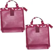 [WOFASHPURET] Elegant Mesh Handbag Set Large Beach Tote Storage Pouch Women's Bag for Travel Events and Daily Use Red