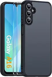 TR4U 3 in 1 Matte Case with 2-Pack Screen Protectors Compatible with Samsung Galaxy A16, [Shockproof] [Military Grade Protection] [Non-Slip Slim Fit] Protective Case for A16 5G/4G 6.7-Inch (2024)
