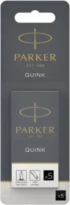 PARKER QUINK Long Fountain Pen Ink Refill Cartridges, Black, 5 Count