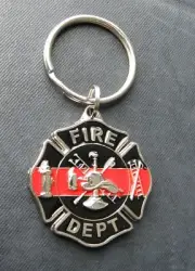 FIRE DEPARTMENT DEPT SHIELD KEY RING CHAIN KEYRING KEYCHAIN 1.5