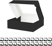 PETSLOVE 25 Cookies Boxes 9x7x2.5 Inch,22.86x17.78x6.35 CM Black Bakery Boxes with Window, Strawberries Boxes with Window, Treat Boxes for Pie, Donuts, Cookies, Muffins, Chocolate, Party