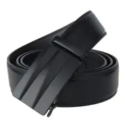 Luxury Mens Real Leather Belt Automatic Buckle Ratchet Waist Strap Jeans Belt Black 130 cm