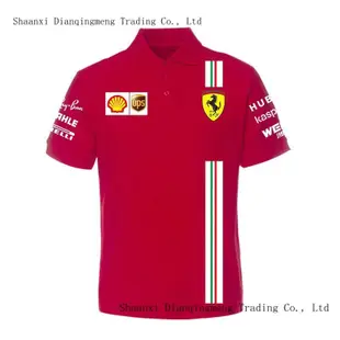 FERRARI 2024新款法拉利f1賽車服中性短袖t恤polo衫翻蓋領