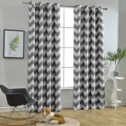 Set 2 Gray White Chevron Zig Zag Curtains Panels Drapes 63 84 96 in L Darkening