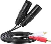 1.5m/ 5ft Stereo o Cable Cord Dual XLR Male to Dual RCA Male Plug for Mxing Console Microphone Amplifier