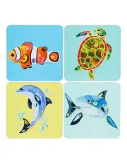 [Maxwell & Williams] Pete Cromer Ozzie Ocean Cork Back Coaster 10.5cm Set of 4 Assorted Gift Boxed