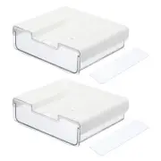 Set of 2 Under Desk Drawer, Self-Adhesive Slide Out Storage Shelf, White, Large