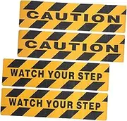 JEWEDECO Non Slip Stair Warning Tape 4pcs Watch Your Step Sticker Caution Stickers Adhesive Caution Tape Anti Slip Treads