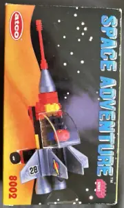 New VINTAGE 1988 PLASTIC ATCO SPACE ADVENTURE LEGO BOXED 8002 SET + MINI-FIGURES