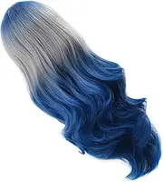 FOMIYES Long Curly Wig Headgear Hot Pink Gradient Human Hair Wig for Women Party Cosplay Halloween