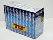 Maxell 10pk GX Silver VHS Cassette High Quality T-120 6 Hour 10 Pack Sealed NOS
