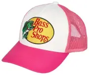 Bass Pro Shops Logo Mesh Snap Back Cap Hat for Kids Youth Pink White
