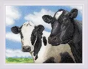 RIOLIS - Cows 2237, Animals Cross Stitch Kits 9½"x7, Cross Stitch Kits for Beginners & Advanced, Crossstitching Kits Adult, Counted Stitching Kits, Embroidery Kit