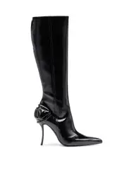 [Diesel] Diesel - D-Ten & Half-Glossy knee-high boots with curved heel - Boots - Woman - Black 40 Black