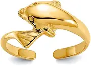[JewelryWeb] 14k Yellow Gold Polished Dolphin toe ring-toe ring for Women