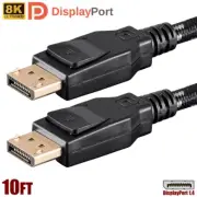 10FT Display Port DP 1.4 Male to Male Cable Braided 8K 60Hz HBR3 32.4Gbps HDR PC