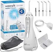 Waterpik Cordless Advanced Pro 2.0 Water Flosser - Ultra-Quiet, Waterproof & Rechargeable, 3 Pressure Settings, 360° Tip Rotation, Ideal for Implants & Braces, 2-Year Warranty, White (WP-580A)