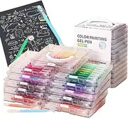 Gel Pens - Scrapbooks Markers - Colored Smooth Writing Large Capacity Ink Pens with Storage Box for Drawing Doodling Scrapbooks Journaling Art
