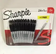 New Sharpie The Original Fine Point 24 Ct. Black+ 1 Bonus Permanent Marker