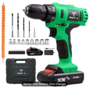 20V Cordless High Power Drill Set 3/8" Keyless Chuck And 18+3 Torque Setting