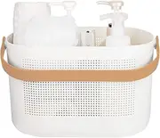 UUJOLY Plastic Storage Baskets with Handles, Shower Caddy Shelf Organizers Basket for Bathroom, Kitchen, Dorm Room, Yellow