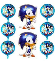 8pcs Sonic Foil Balloon Set - Self Sealing Helium Balloons - Kids Children Birthday Decoration