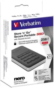 Verbatim Store 'n' Go USB 3.1 Secure SSD 256GB w/ Keypad Access Encryption