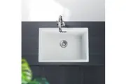 ACA Granite Stone Kitchen Laundry Sink 600x450x200mm Strainer Waste Overflow Cream-white Single Bowl Top/Flush/Under Mount