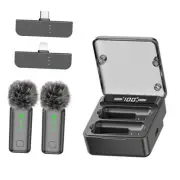 Mini Wireless Lavalier Microphone for iPhone/Android/PC, Lapel Mics 2TX+2RX