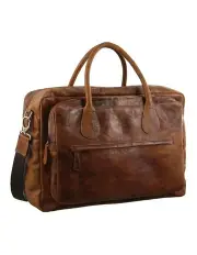 [PIERRE CARDIN] Rustic Leather Business Bag in Cognac