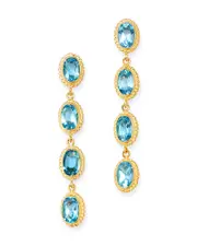 Bloomingdale's Fine Collection Blue Topaz Oval Bezel Set Drop Earrings in 14K Yellow Gold