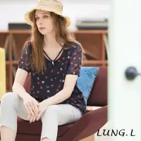 在飛比找momo購物網優惠-【LUNG.L 林佳樺】LP71A藍色彩色點點A-line長