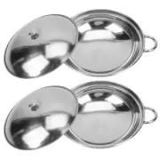 2 Pcs Griddle Small Wok Stainless Steel Cooking Pot with Handles Work
