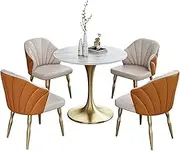 YUGXTH Office Conference Table, Conference Reception Room Coffee Table with 4 Chair, Coffee Table and Chair Set, Kitchen Breakfast Bar Table and Chair Set, for Home Kitchen Office(Orange,70cm/27.5in)
