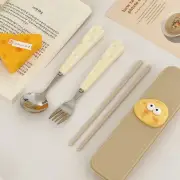 Cheese Spoon Fork Chopsticks Three-piece Set Portable Tableware Storage Box Set!