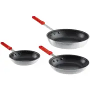 3-Piece Aluminum Non-Stick Fry Pan Set Silicone Handle 8" 10" 12" (select color)