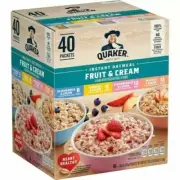 Quaker Instant Oatmeal Fruit & Cream, Variety Pack 42.3 oz ., 40 pk.