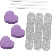 WOFASHPURET 10 Sets Nail Care Kit with Heart Shaped Sponge Files Sturdy Manicure Tools for Home Use Reliable Nail Shaping and Buffing for Fingernails and Toes