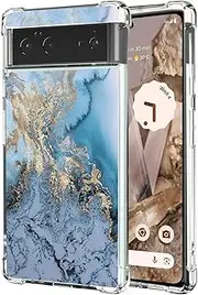 Rockdex Google Pixel 8 Pro Case 5G Blue Marble styel Print on Clear TPU Frame Cover Air Bag Shockproof (LvJin,for Pixel 8 pro)