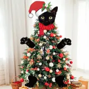 Black Cat Christmas Tree Topper - 20Pcs Large Size Black Cat Tree Topper with Sa
