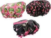 Ipetboom 3pcs Printed Shower Cap Shower Hat Swimming Hat Bath Big Shower Cap Swimming Cap for Braids Plugs No Water Shampoo Caps Sponge Rinse Aid Shower Caps Swim Cap Clear Tomorrow