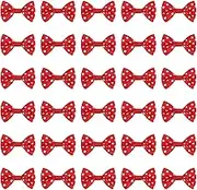 sourcing map 100 Pcs Bright Red White Dot Polka Dot Ribbon Bow Ties 1.5" x 1" Mini Bowknot for Crafting Little Satin Bows Bulk for DIY Sewing Scrapbooking Wedding Gift Present Home Decoration