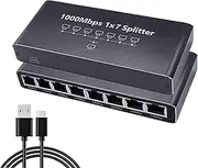 Internet Splitter,8-Port Gigabit Ethernet Extender - 1000Mbps Adapter, Plug and Play, Portable Extender for Desktop Wall Streaming Home Laptop Outdoor TV