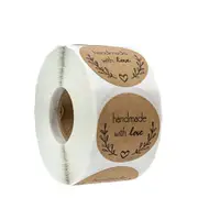 round"Handmade with love" Stickers seal labels roll sticker for Package decorate handmade sticker stationery supplies 500pcs