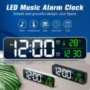 Mirror LED Alarm Clock Night Light Thermometer Digital Clock with USB Charging