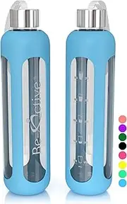 Be-Active Glass Water Bottle with Times to Drink - Borosilicate Glass – Motivational bottles - BPA Free Sizes 550ml & 1 Litre