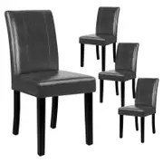 ALFORDSON Set of 4 Dining Chairs Cafe Kitchen Chair High-Back Wooden PU Leather Grey