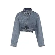 [AlaÏA] AlaÏA-Blue Spiral Cotton Jacket-Donna 38 FR