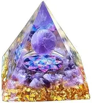 Amethyst Crystal Sphere Orgonite Pyramidamp Obsidians Chakra Energy Orgone Stone, Feng Shui Desk Ornament, Meditation and Yoga Aid